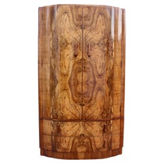 Art Deco Walnut Cloud Fronted Double Wardrobe, English, c1930