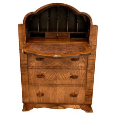 Art Deco Walnut Cloud Writing Bureau, circa 1930