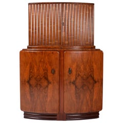 Art-Deco-Cocktailschrank aus Nussbaumholz:: 1930er Jahre