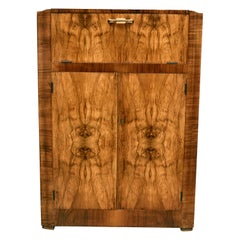 Art Deco Walnut Cocktail Cabinet Bar, English, circa 1930