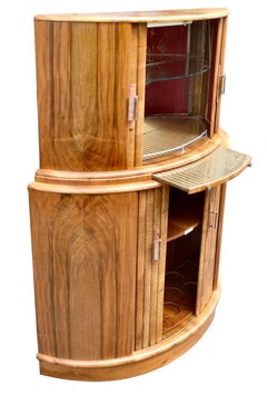Art Deco Walnut Cocktail Cabinet, Dry Bar, English, circa 1930