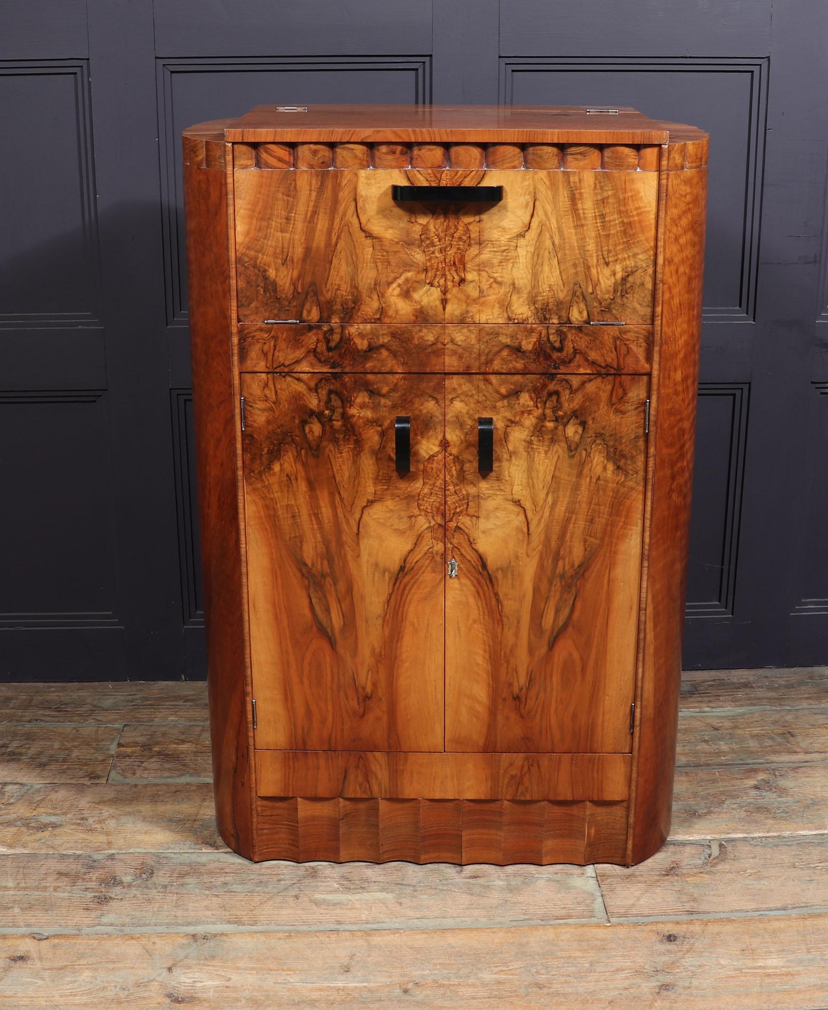 Art Deco Walnut Cocktail Cabinet 1
