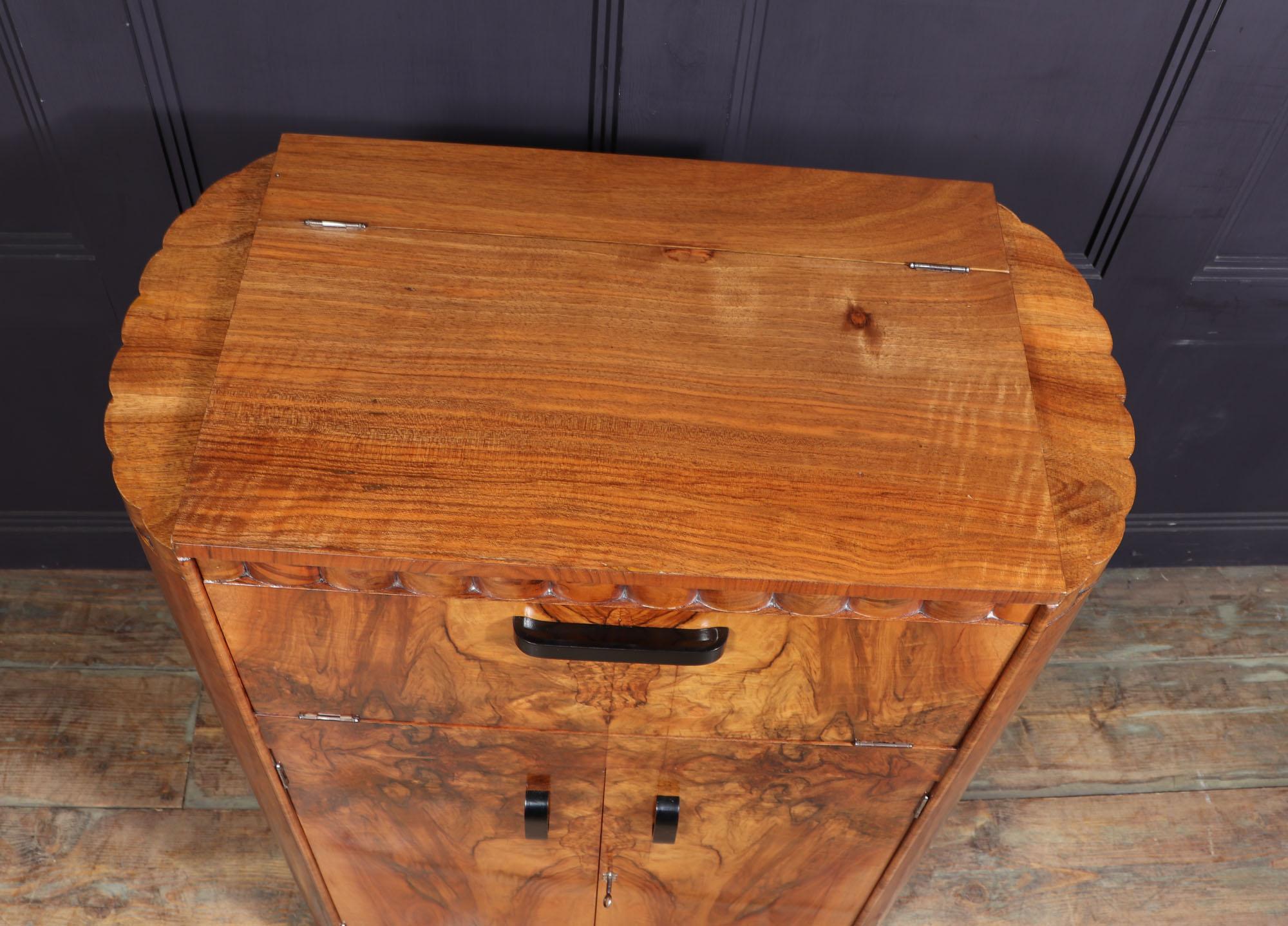 Art Deco Walnut Cocktail Cabinet 2