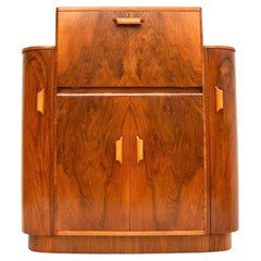 Vintage Art Deco Walnut Cocktail Drinks Cabinet