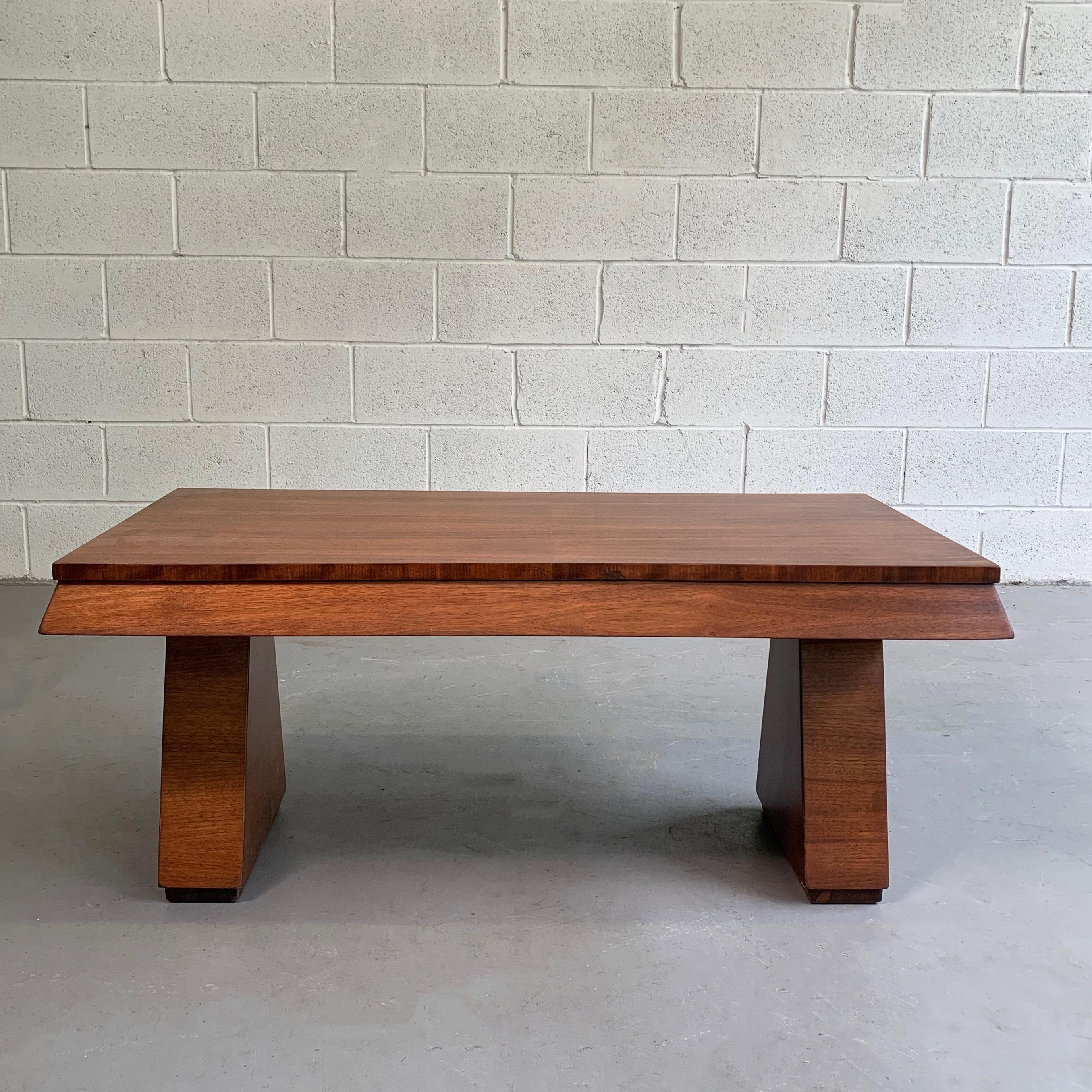 American Art Deco Walnut Coffee Table Attributed to Donald Deskey For Sale