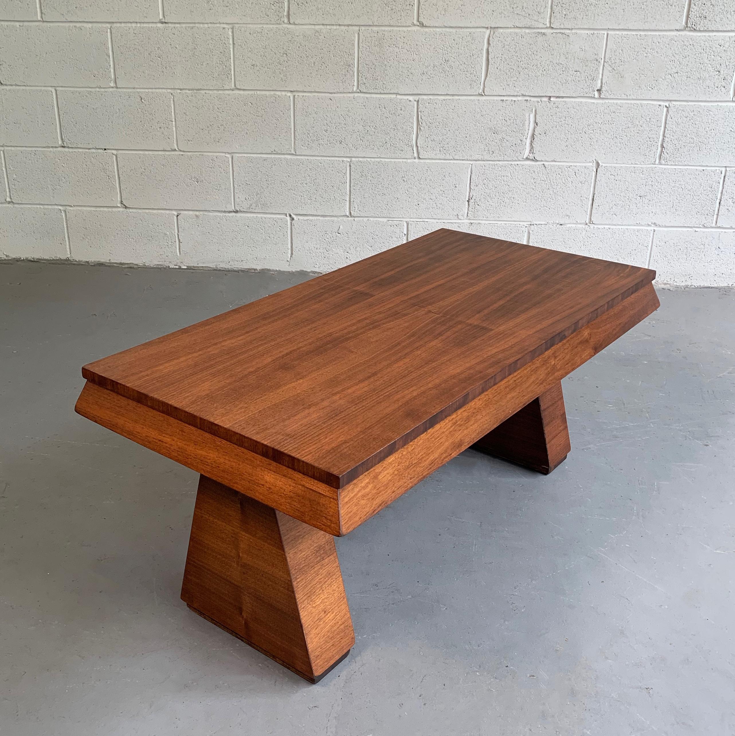 20th Century Art Deco Walnut Coffee Table Attributed to Donald Deskey For Sale