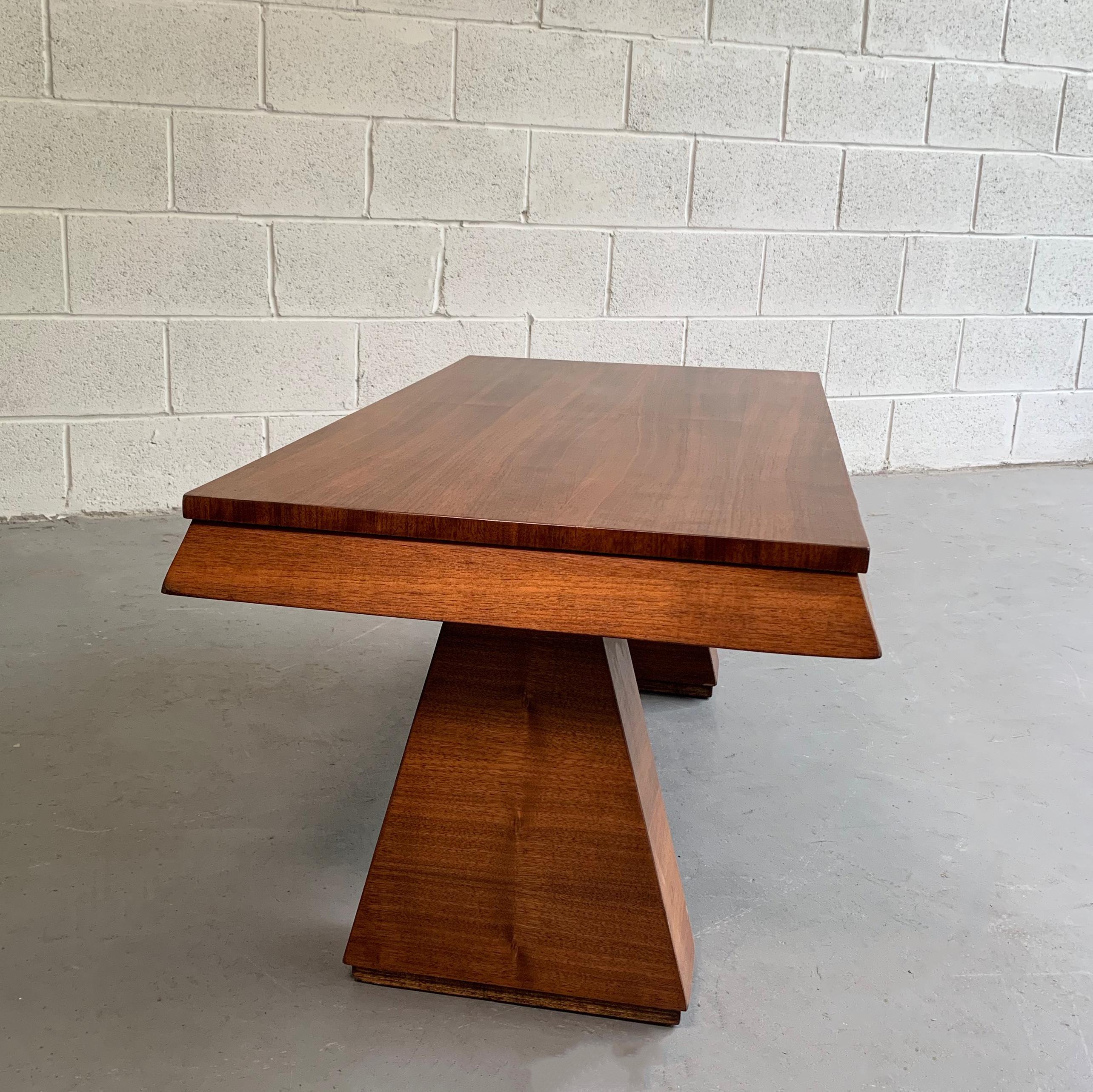 Art Deco Walnut Coffee Table Attributed to Donald Deskey For Sale 2