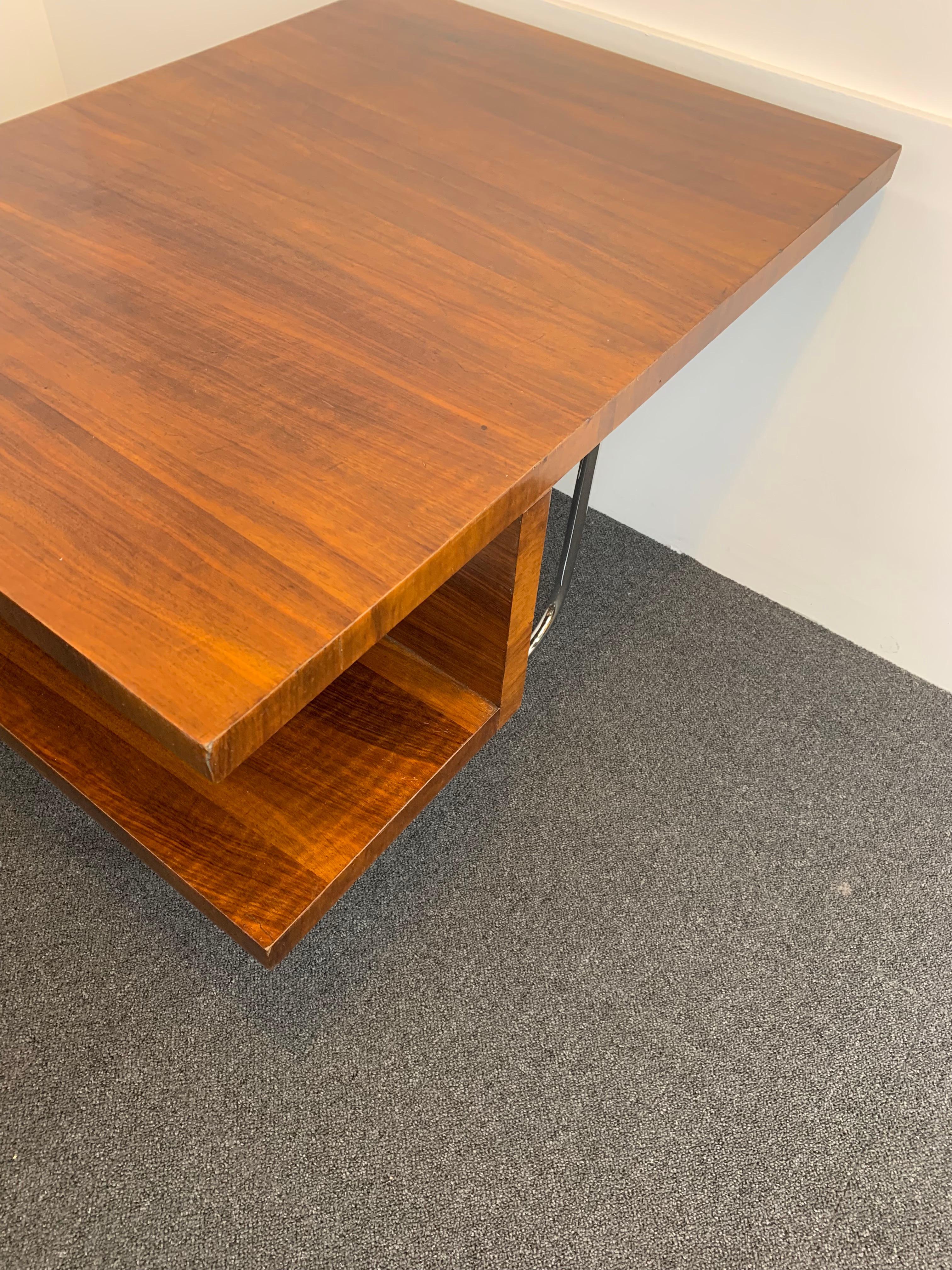 Mid-20th Century Art Deco Walnut Coffee Table Bespoke Piece Designed by Architect H de Witte For Sale