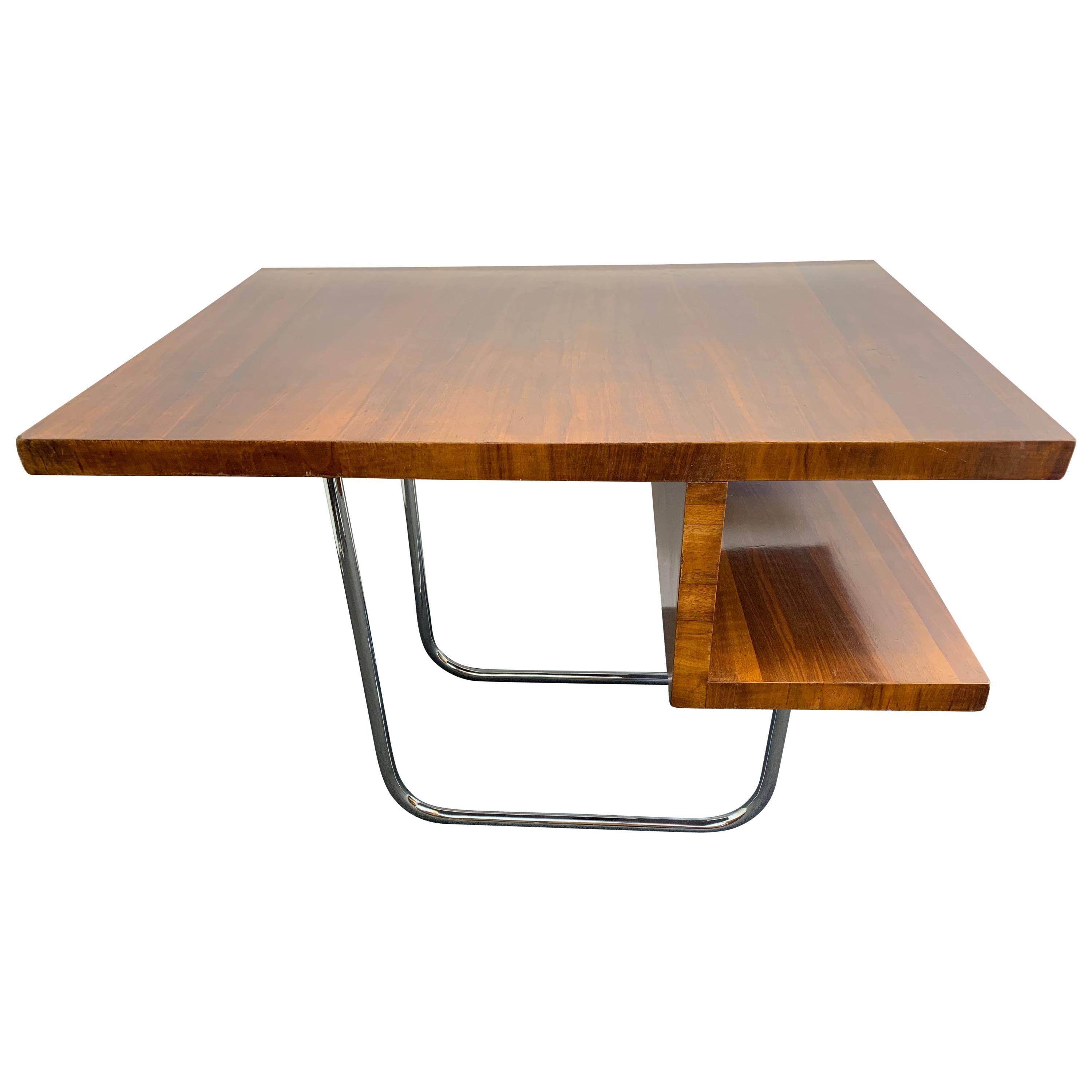 Art Deco Walnut Coffee Table Bespoke Piece Designed by Architect H de Witte For Sale