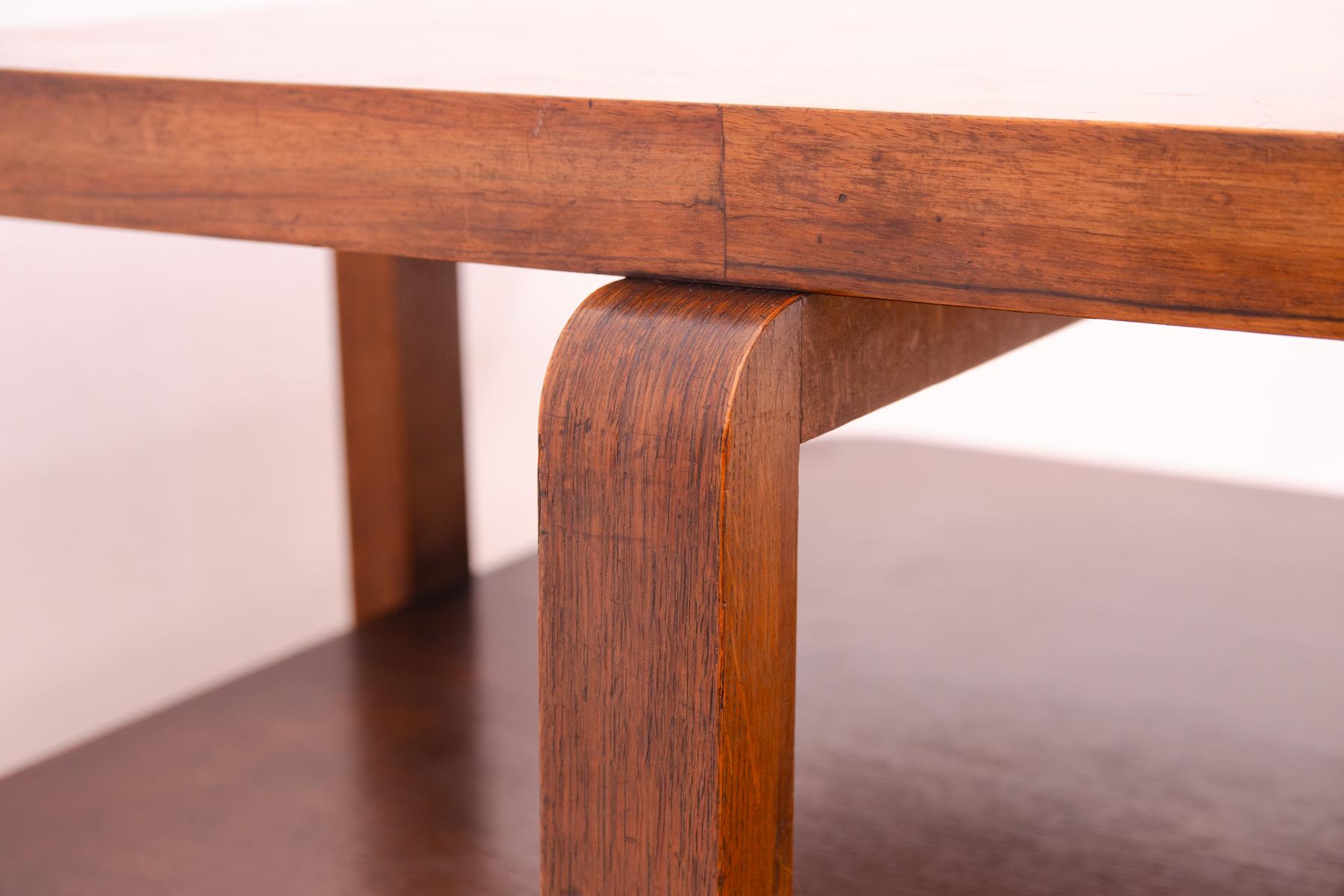 Wood ART DECO walnut coffee table, Bohemia, 1930´s For Sale