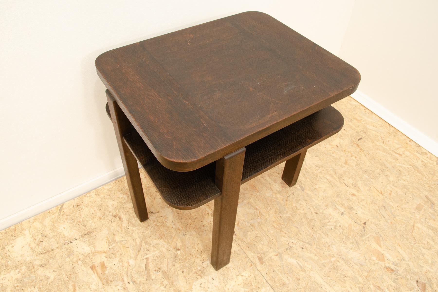 Wood ART DECO walnut coffee table, Bohemia, 1930´s
