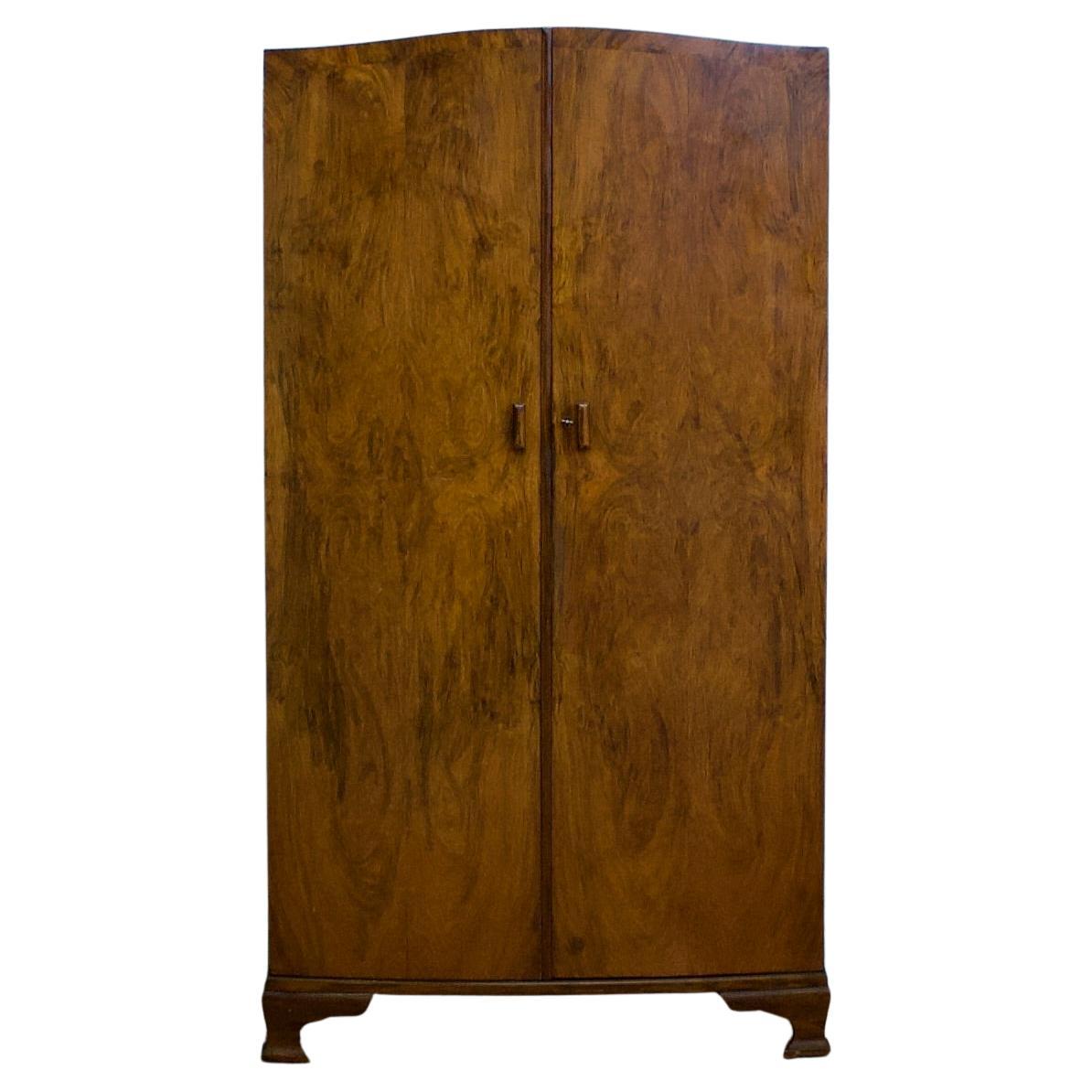 Art Deco Walnut Compact Wardrobe, 1930s