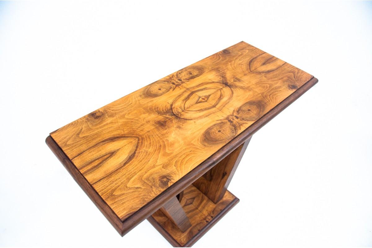 Art Deco Walnut Console, Poland, 1950s For Sale 1