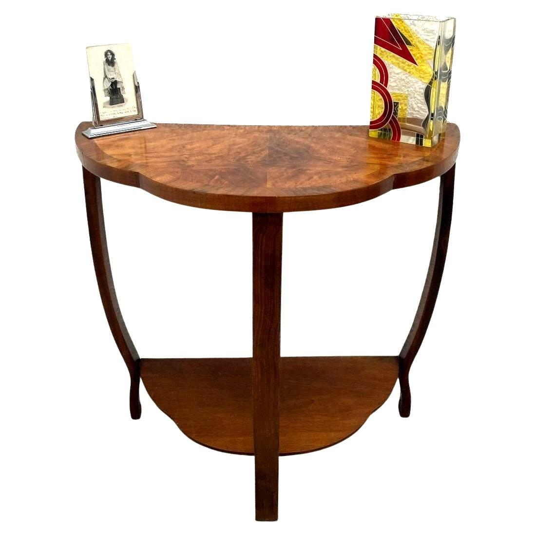 Art Deco Walnut Console, Side Table, English, c1930 For Sale 3