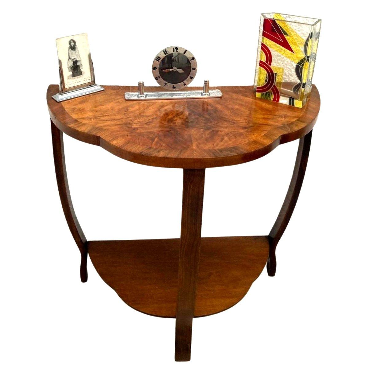 Art Deco Walnut Console, Side Table, English, c1930 For Sale 5