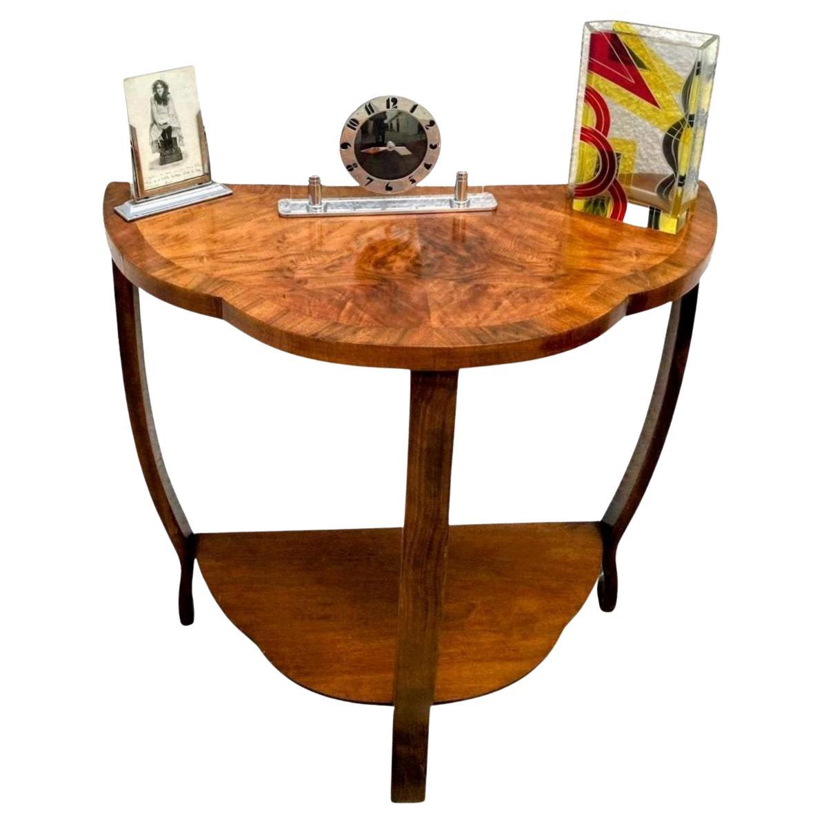 Art Deco Walnut Console, Side Table, English, c1930 For Sale