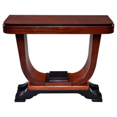 Art Deco Walnut Console with Ebonized Detailing