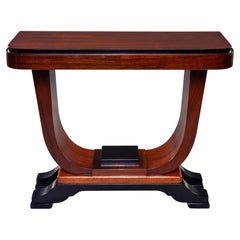 Art Deco Walnut Console with Ebonized Detailing