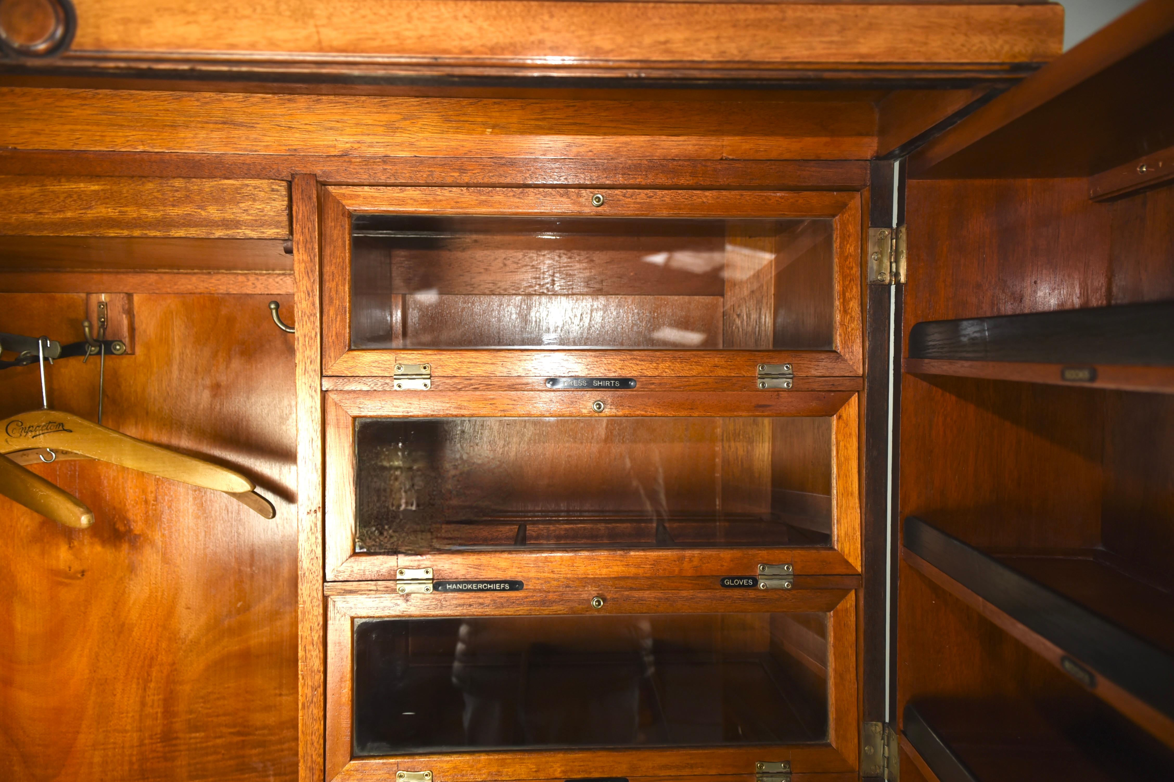 English Art Deco walnut deep door compactom Gentleman's wardrobe