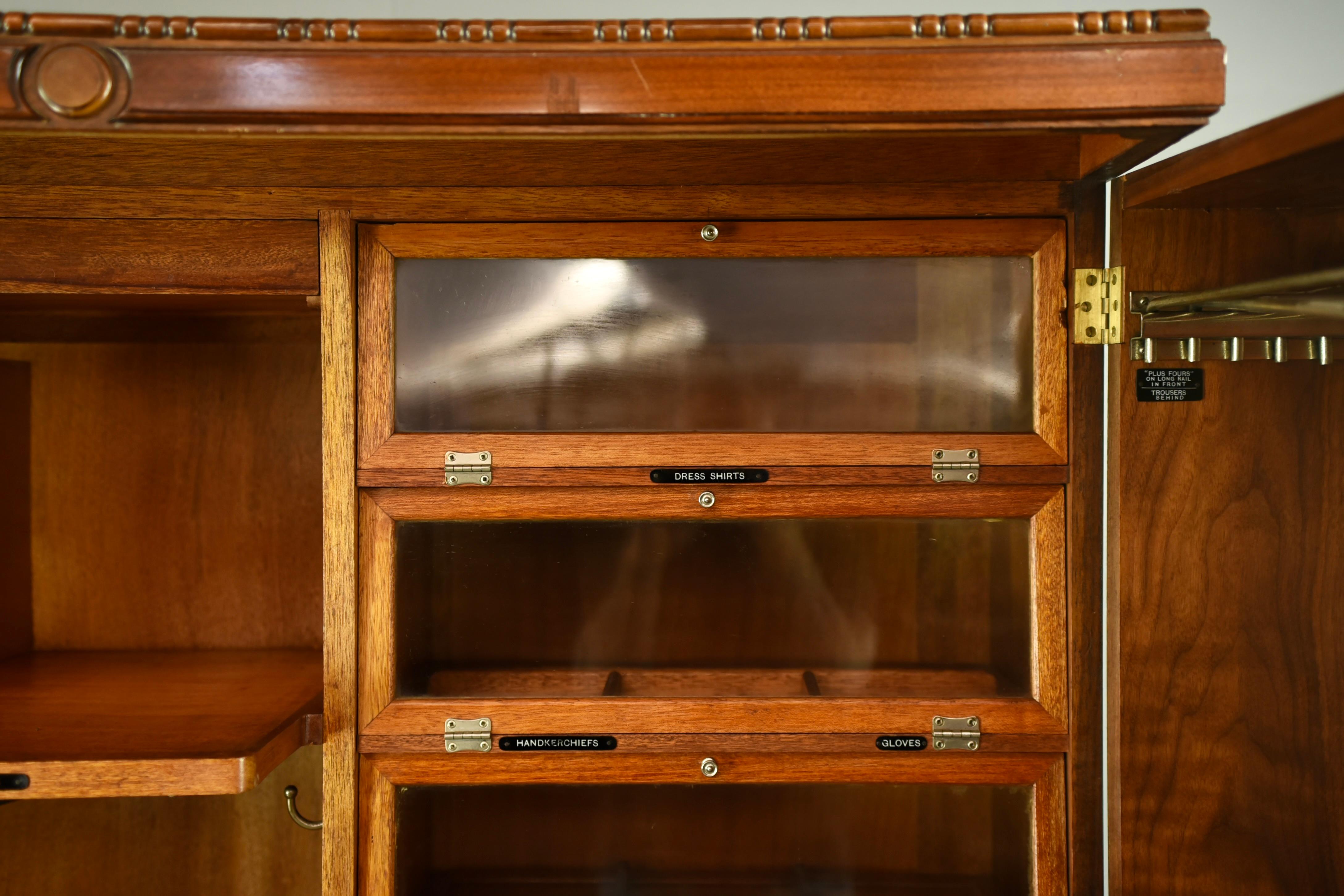 English Art Deco Walnut Deep door Gentlemen's compactom wardrobe