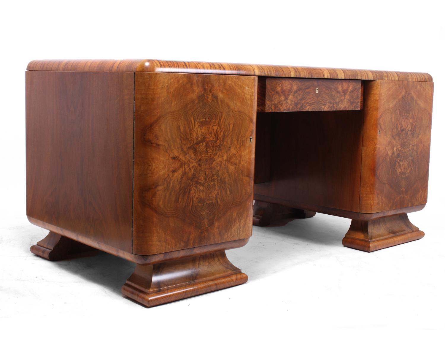 Art Deco Walnut Desk, circa 1930 3