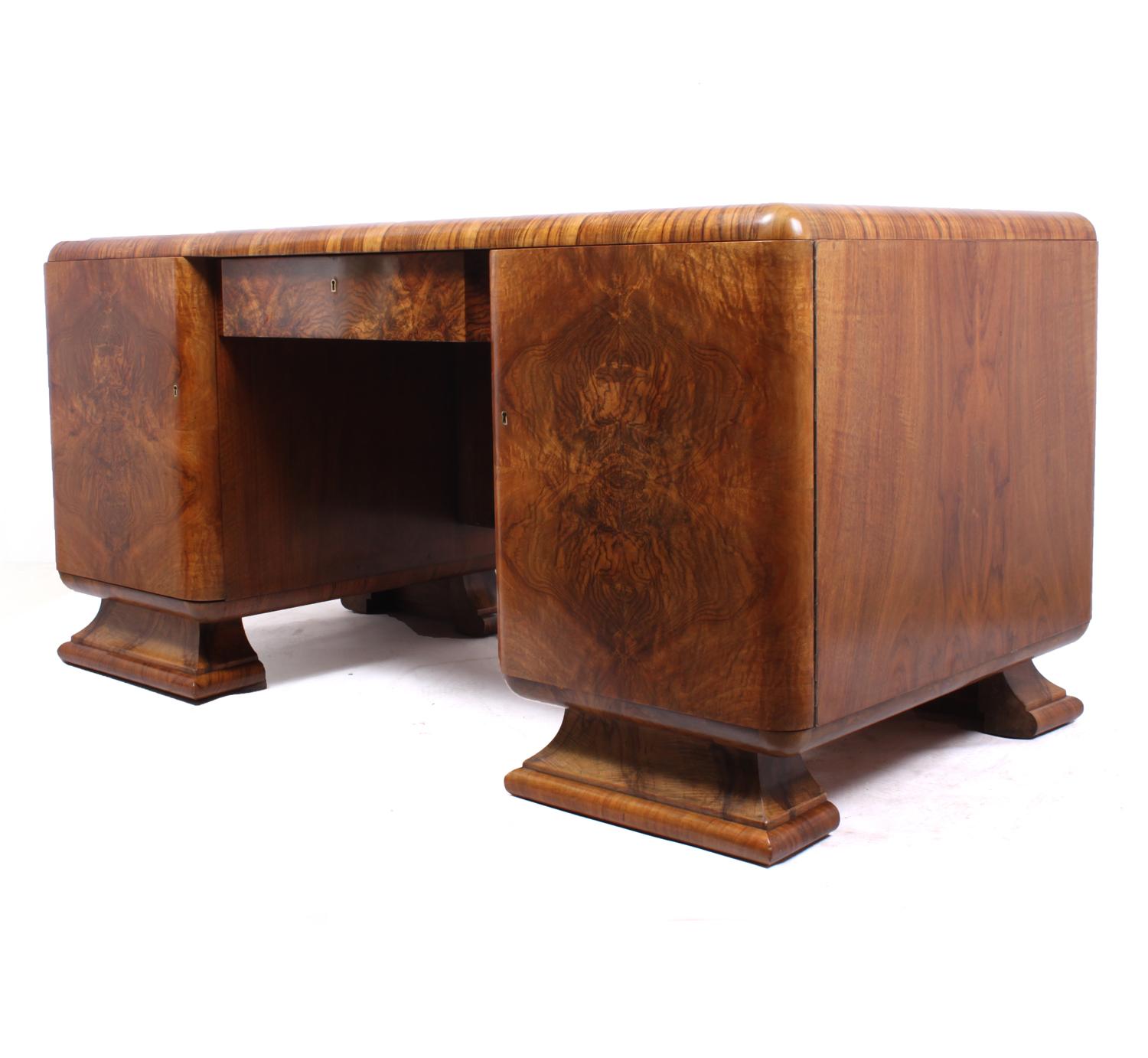 Art Deco Walnut Desk, circa 1930 4