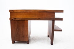 Art Deco Walnut Desk, Poland, 1940s, After Renovation