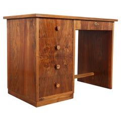 Art Deco Walnut Desk with Leather Inset Top, circa 1930