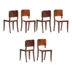 Art Deco Walnut Dining Chairs, Set of Six