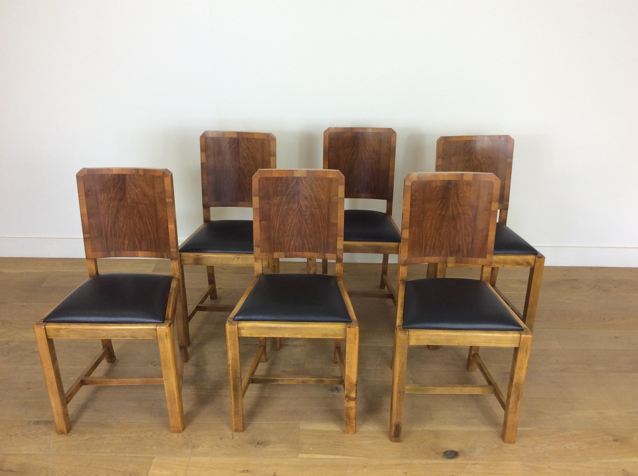 Art Deco Walnut Dining Table and Six Chairs 2