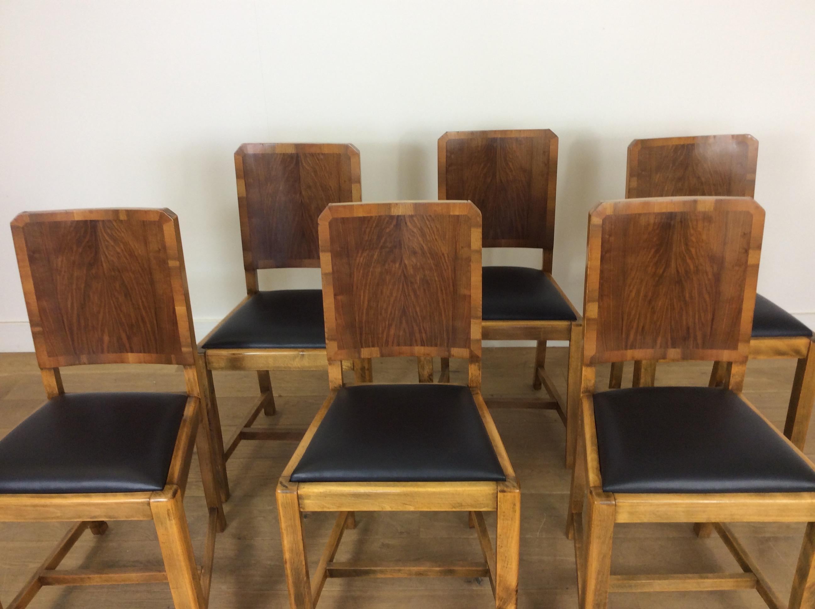 Art Deco Walnut Dining Table and Six Chairs 3