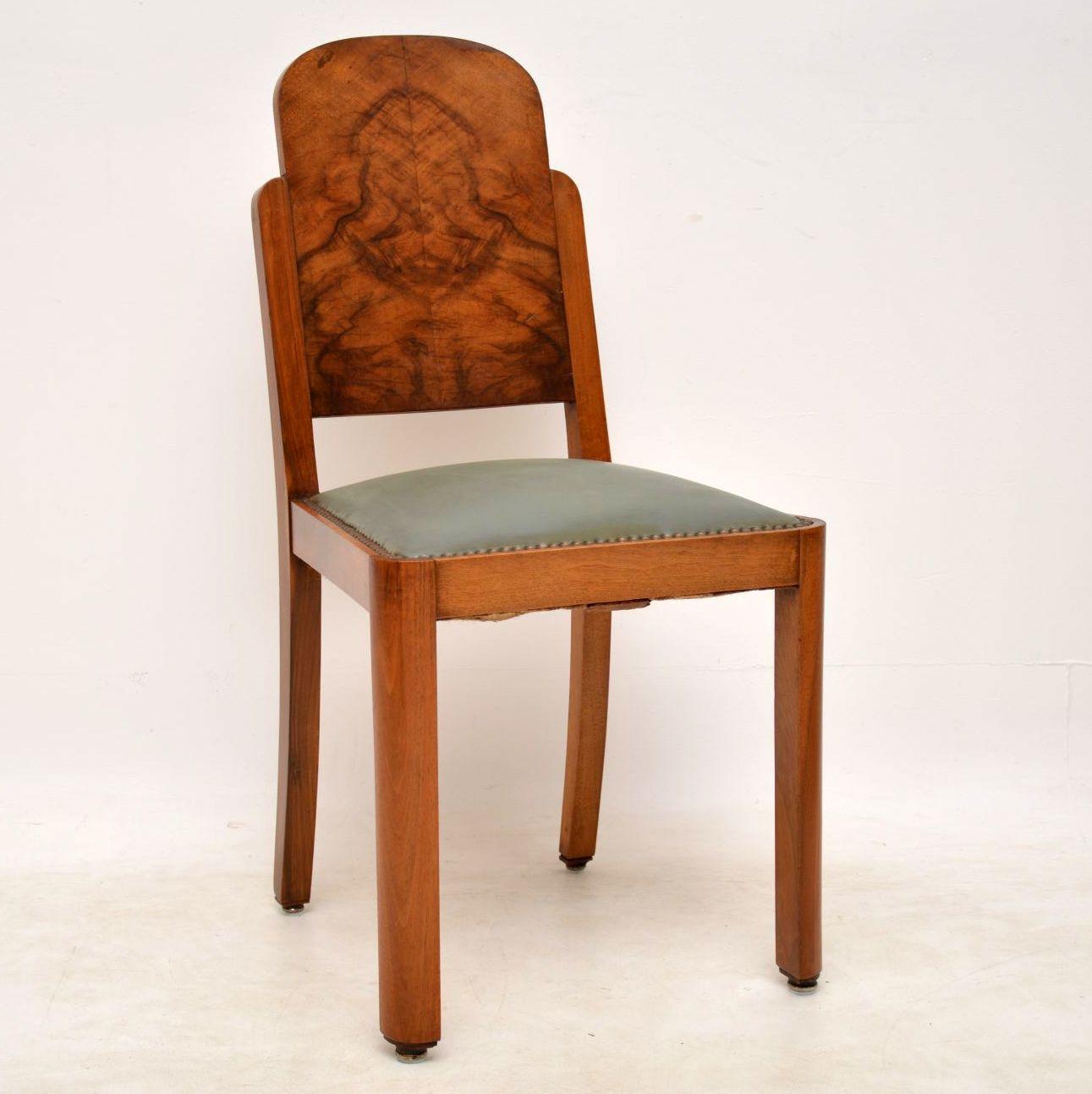 Art Deco Esstisch aus Nussbaumholz und sechs Stühle im Angebot 7