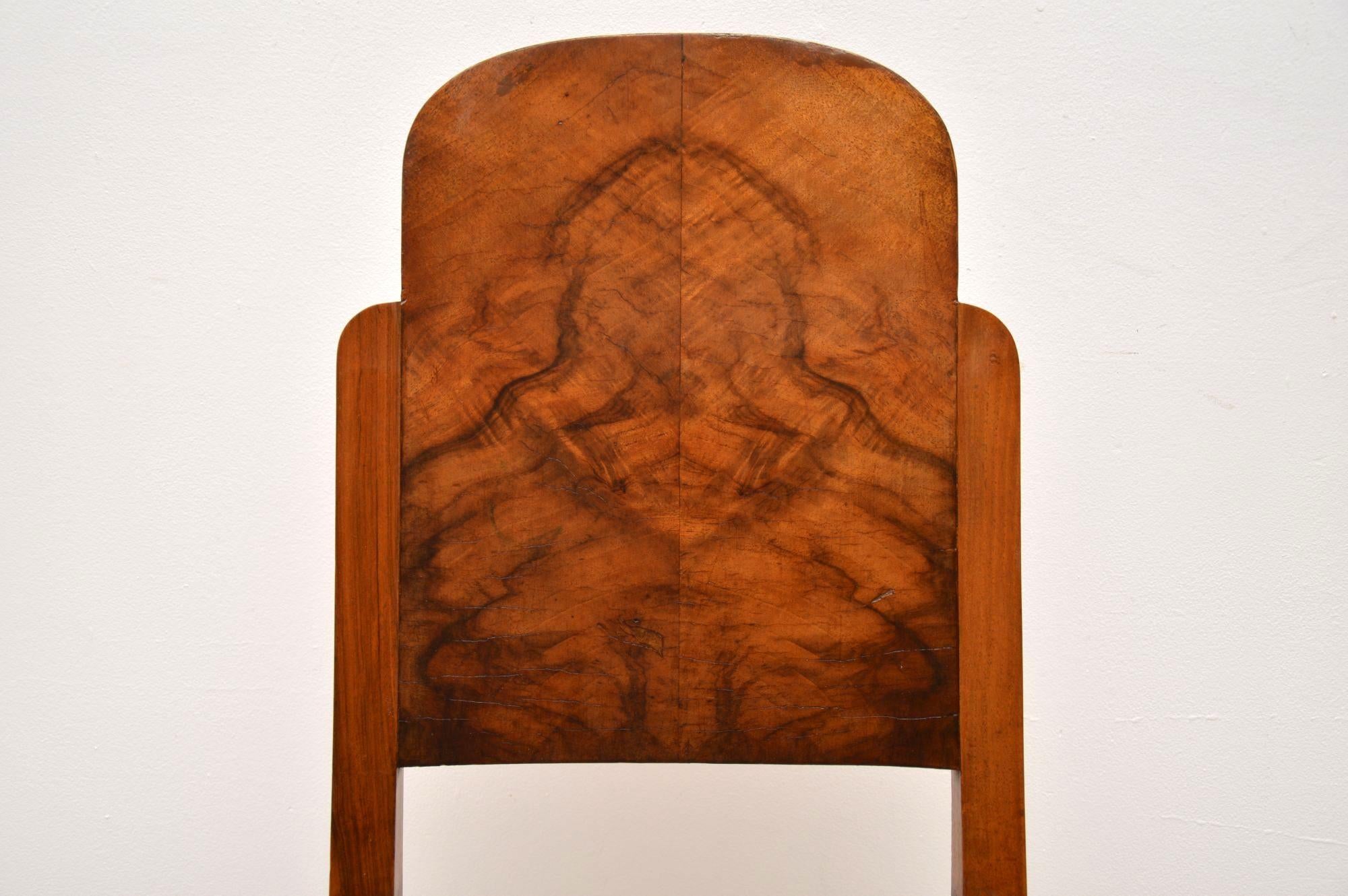 Art Deco Walnut Dining Table and Six Chairs For Sale 9