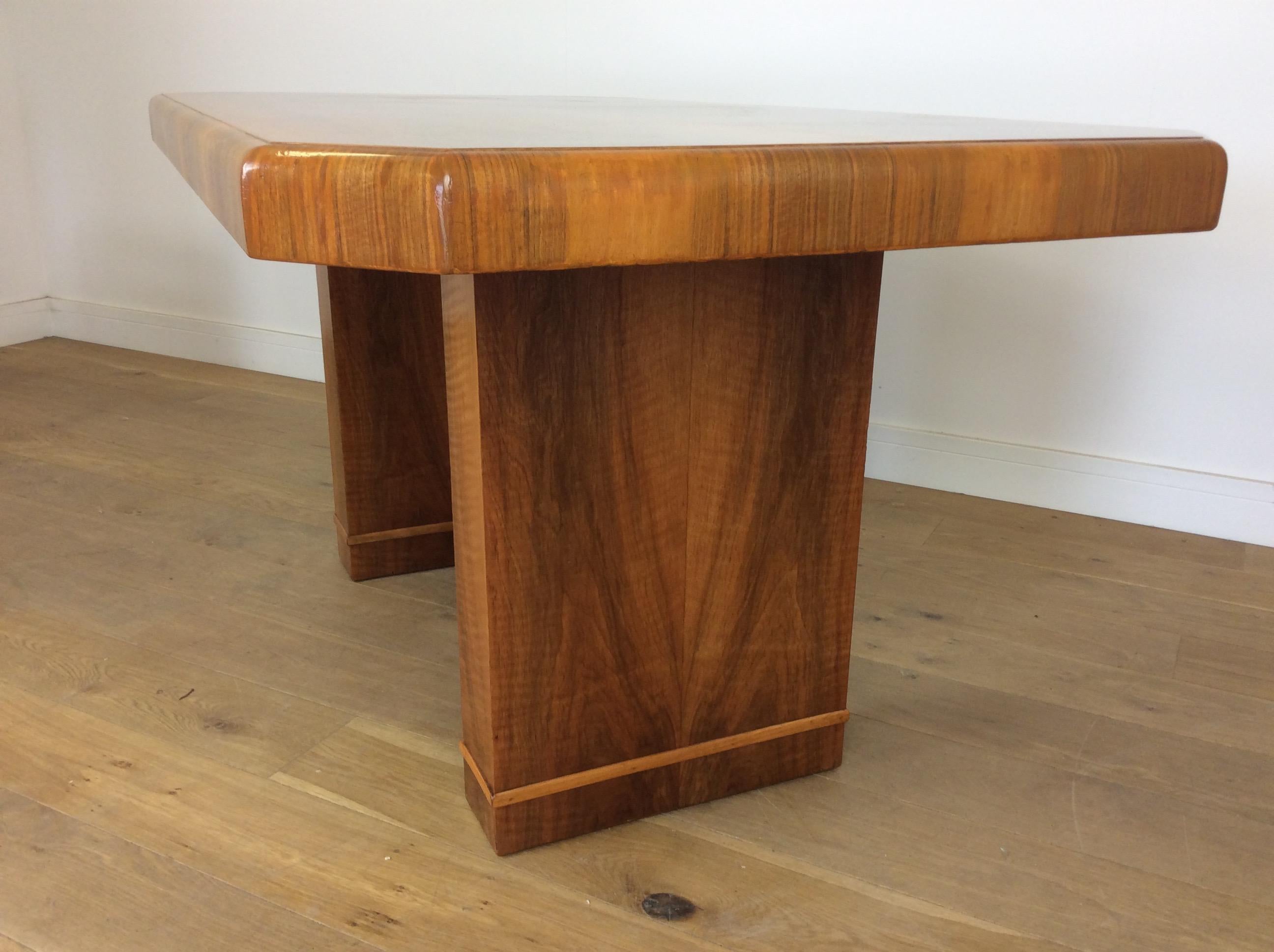 20th Century Art Deco Walnut Dining Table and Six Chairs