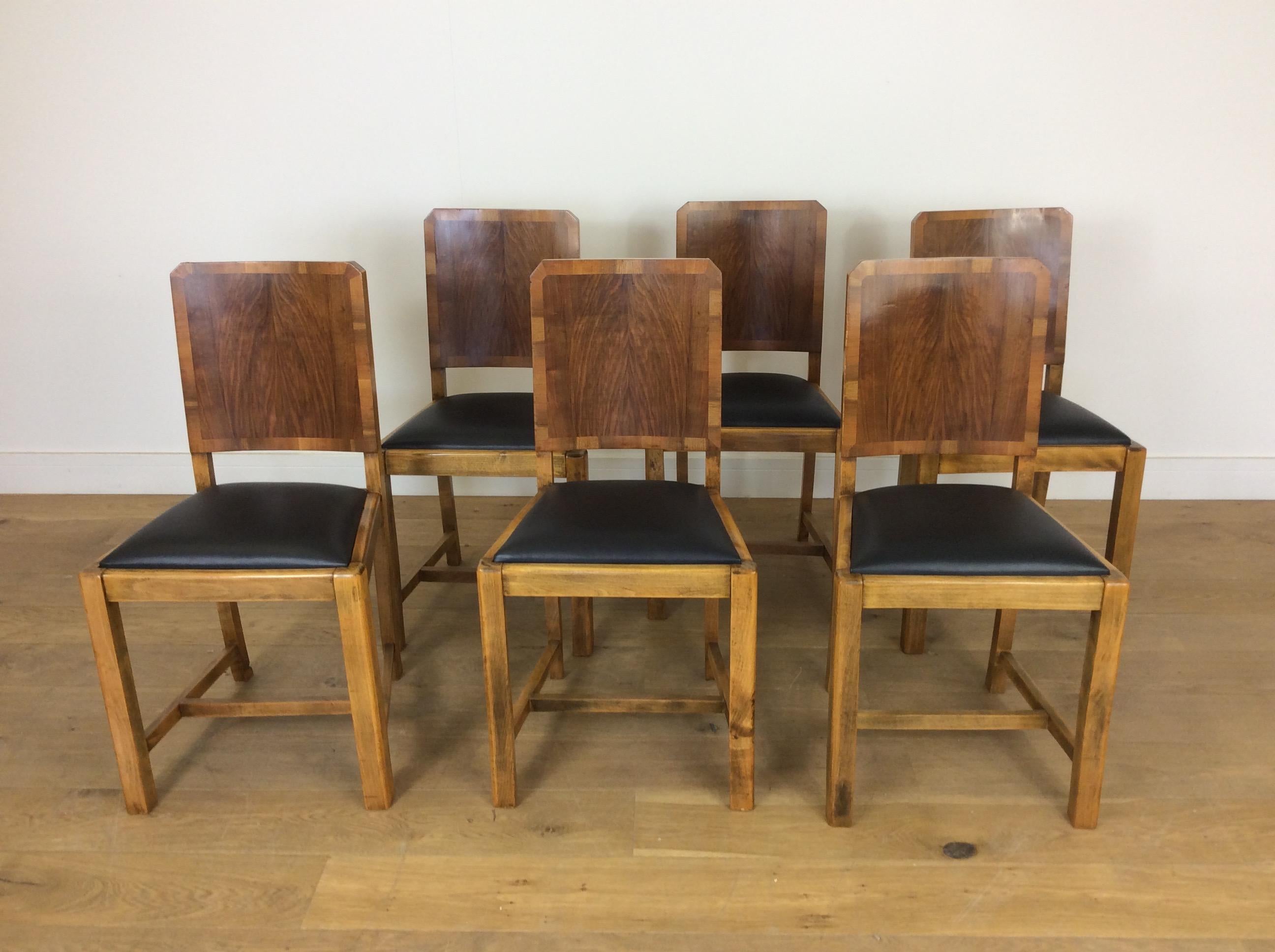 Art Deco Walnut Dining Table and Six Chairs 1