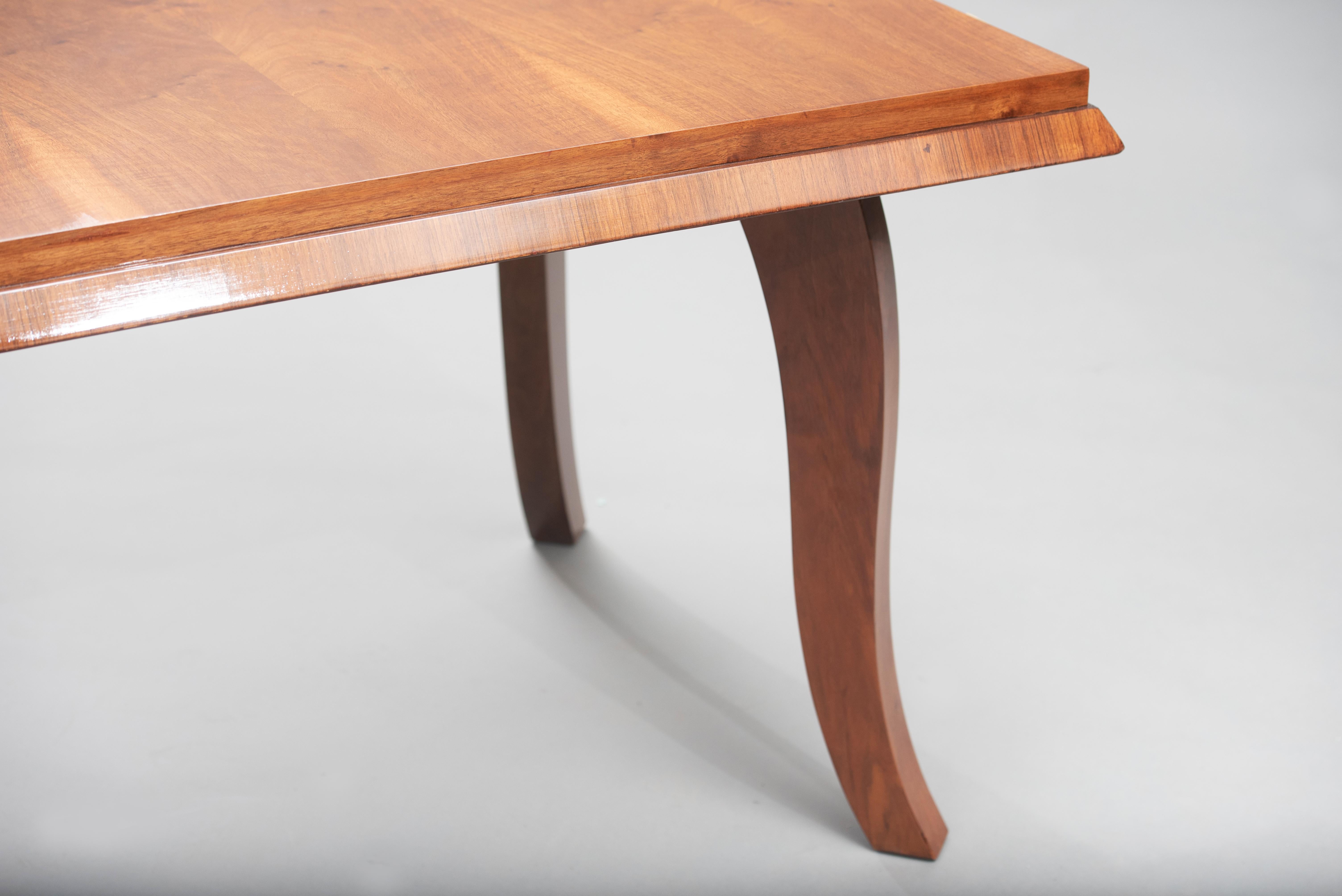 French Art Deco Walnut Dining Table For Sale