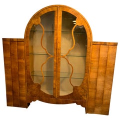 Vintage Art Deco Walnut Display Cabinet