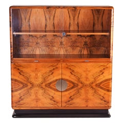 Antique Art Deco Walnut Display Cabinet from Czechoslovakia by Jindrich Halabala