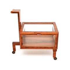 Art Deco Walnut Display Case / Serving Cart