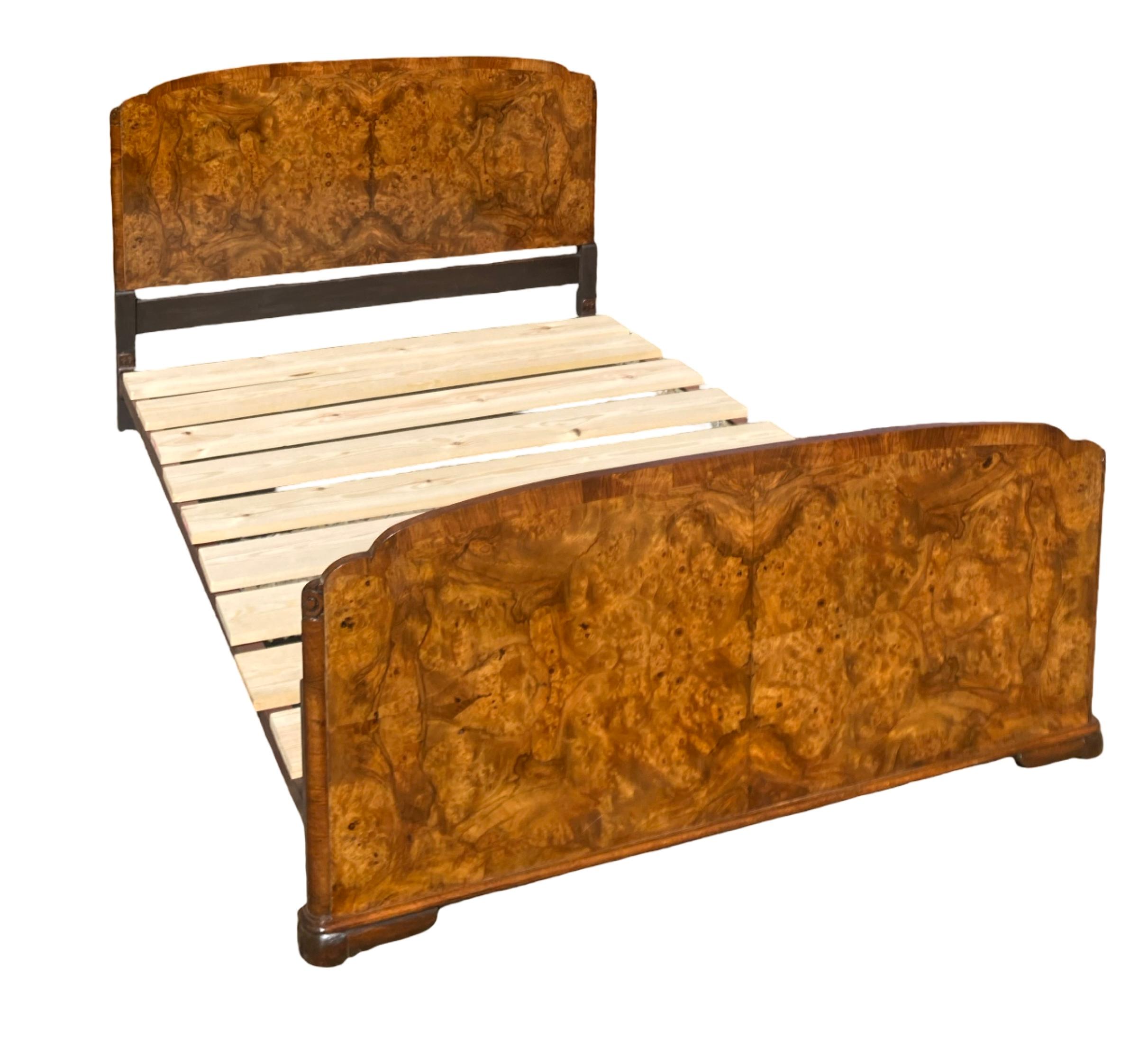Art Deco Walnut Double Bed For Sale 2