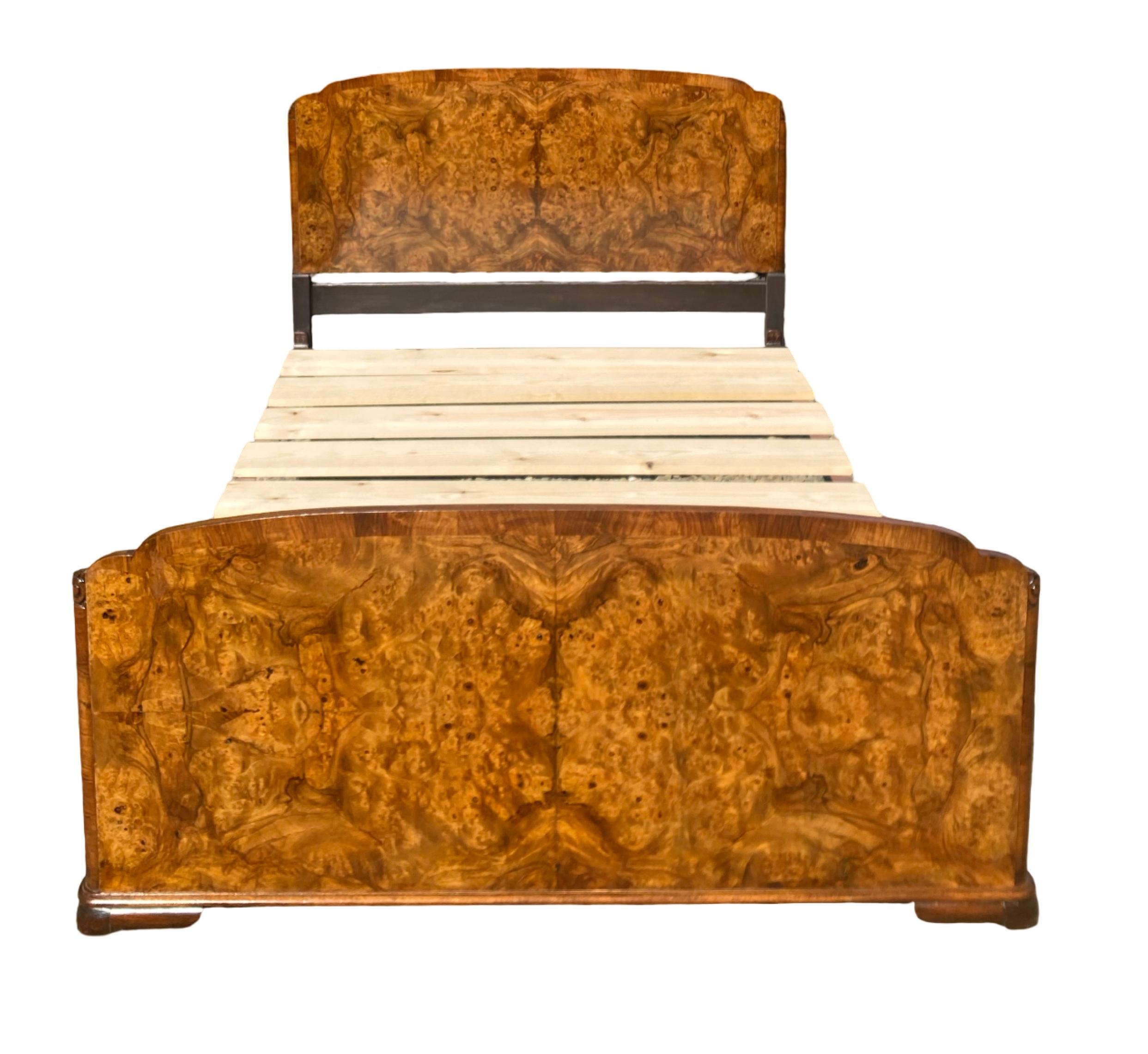 Art Deco Walnut Double Bed For Sale 3