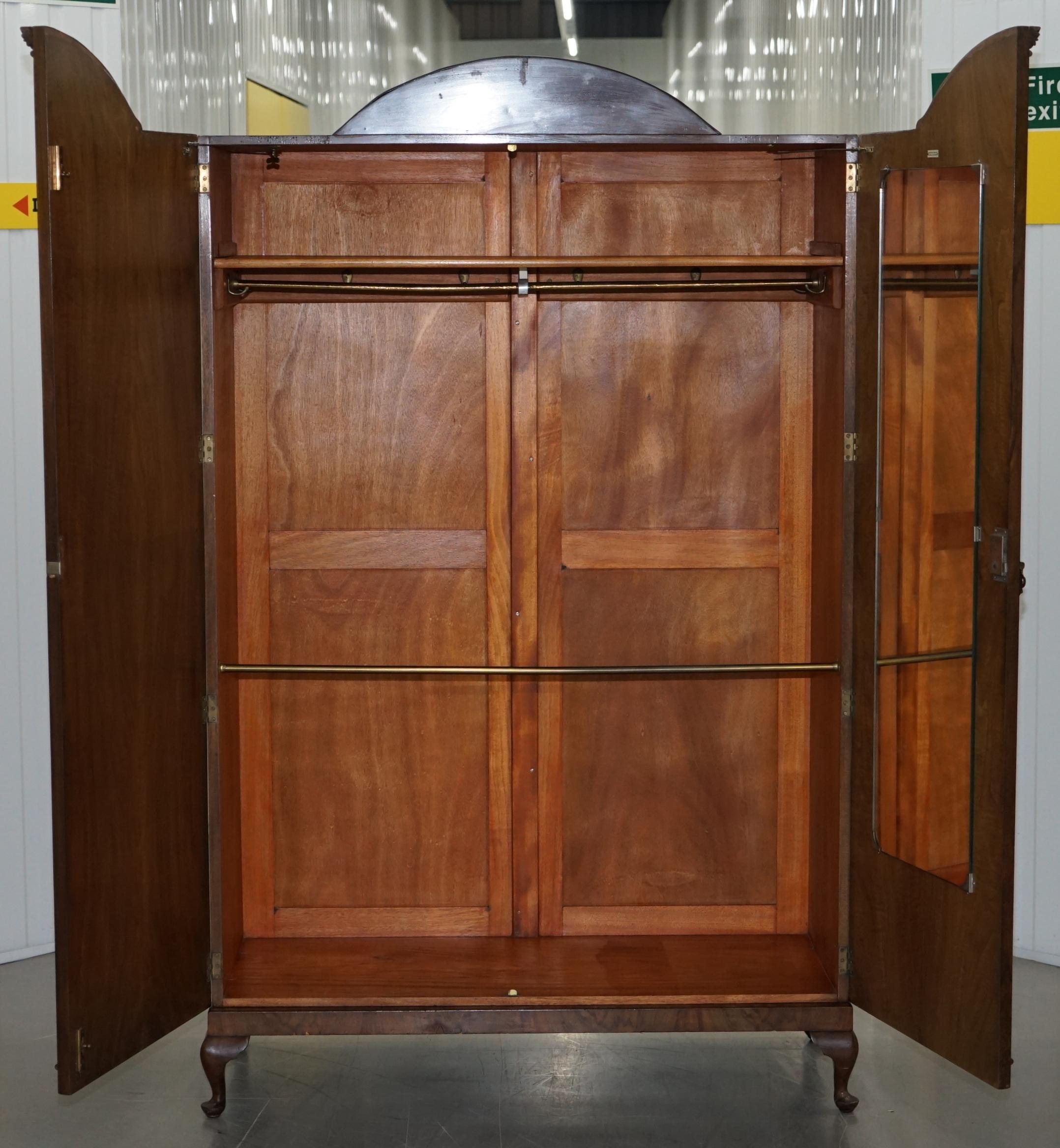 Art Deco Walnut Double Wardrobe Part of Suite Stamped Guaranteed British Made 6