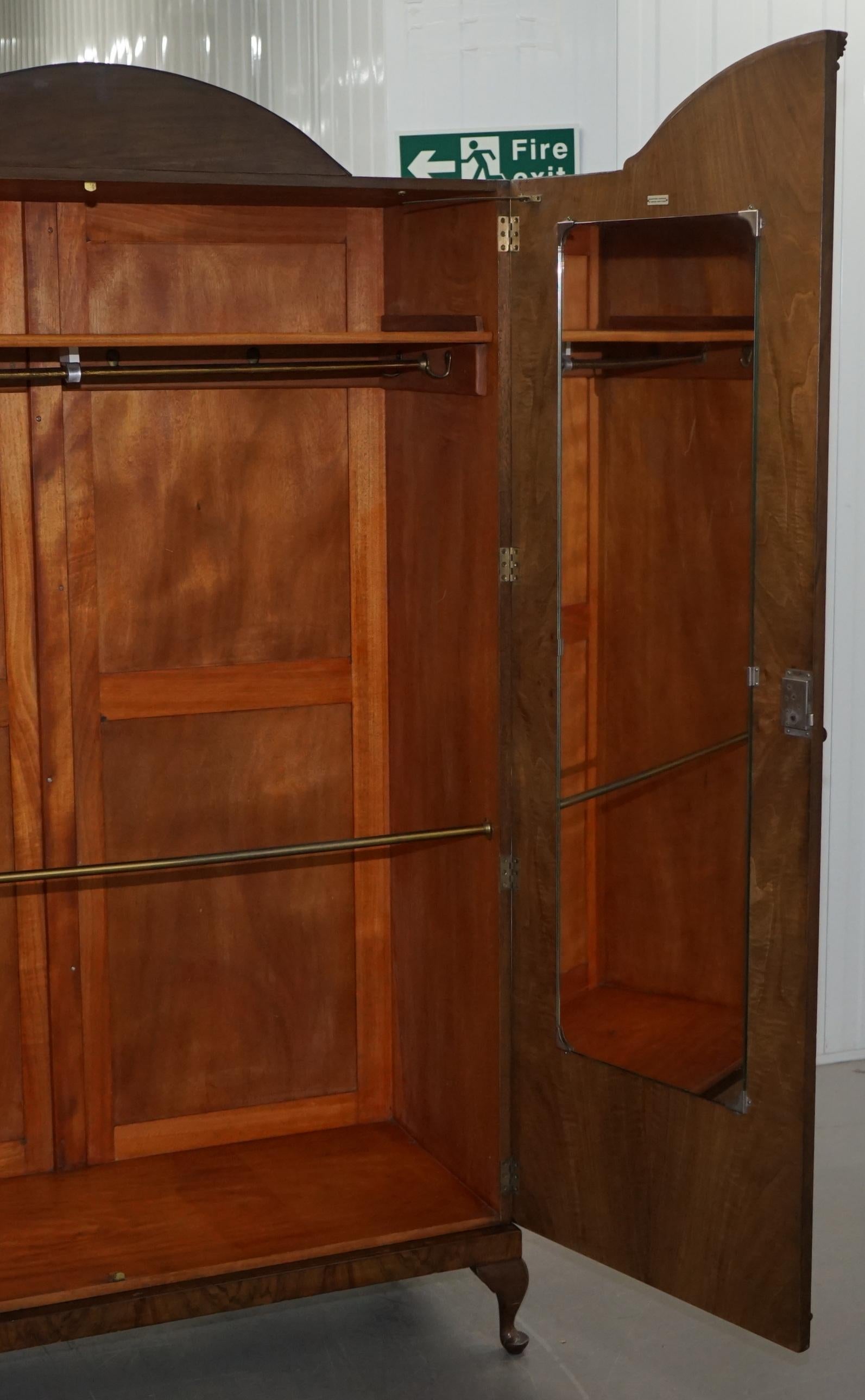 Art Deco Walnut Double Wardrobe Part of Suite Stamped Guaranteed British Made 8