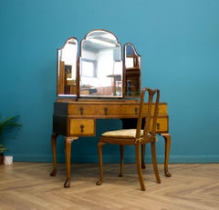 Art Deco Walnut Dressing Table & Chair from Waring and Gillow, 1930s
