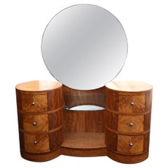 Vintage Art Deco Walnut Dressing Table, circa 1930