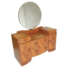 Used Art Deco Walnut Dressing Table circa 1930s