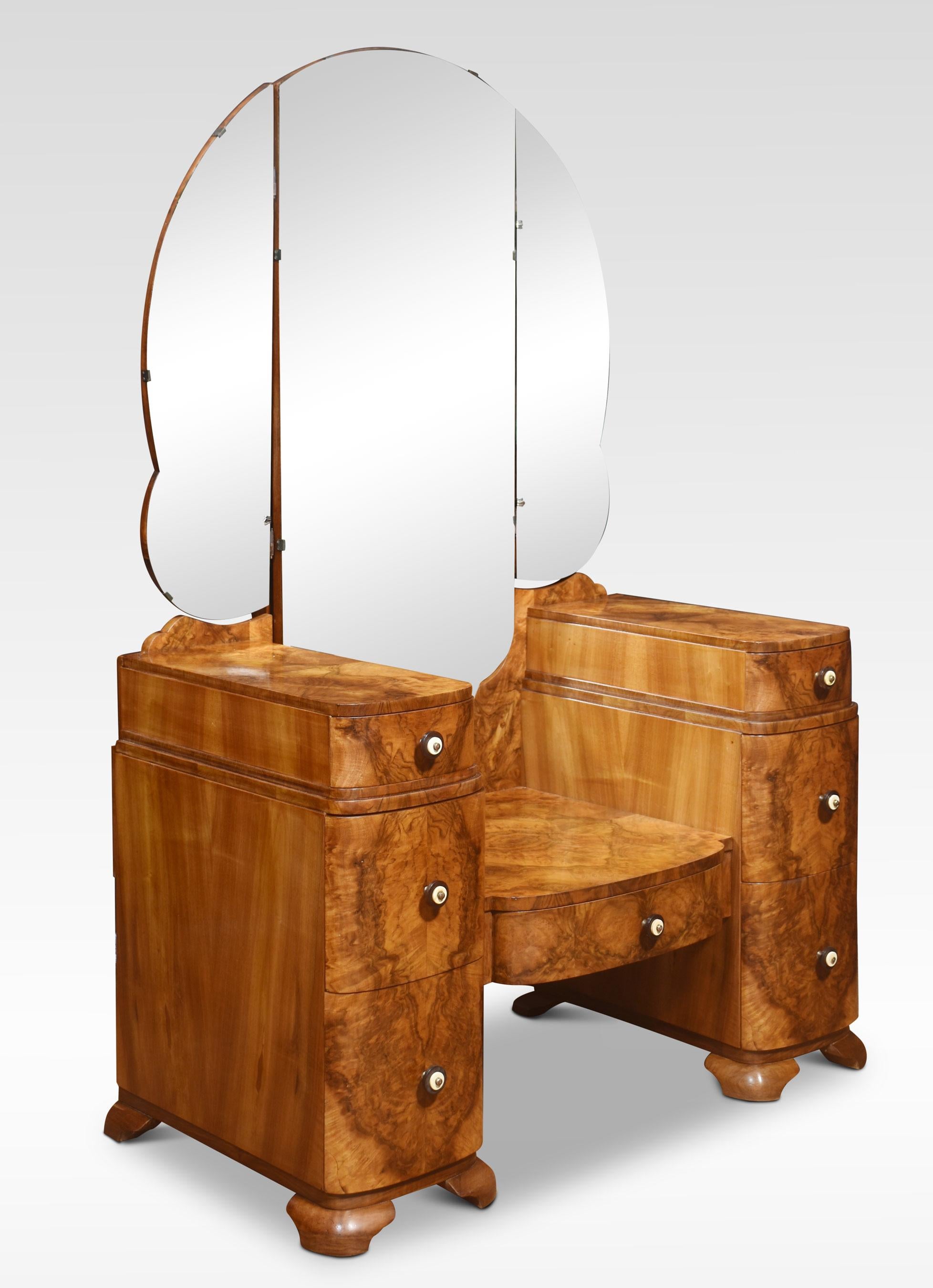 British Art Deco walnut dressing table For Sale