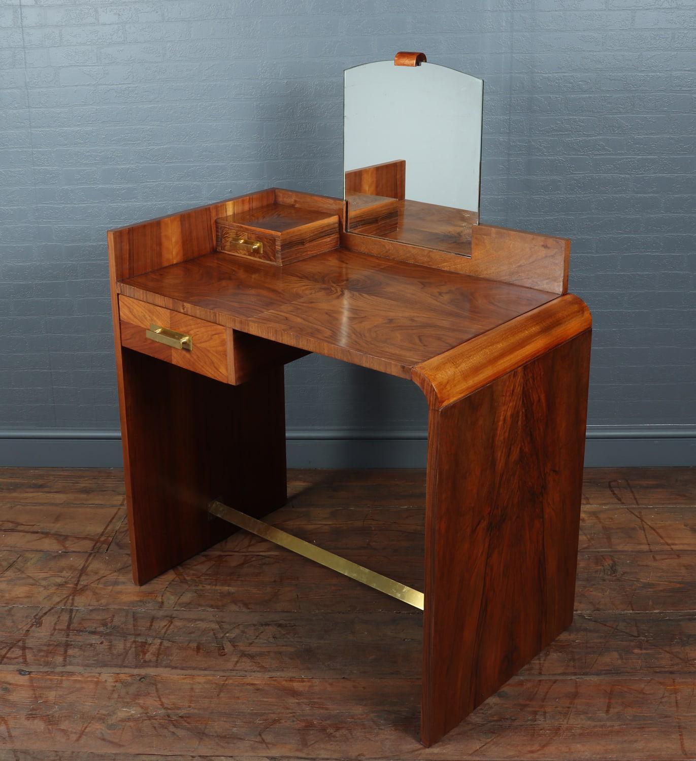 Wood French, original Art Deco Walnut Dressing Table c1930, Fully restored & polished For Sale