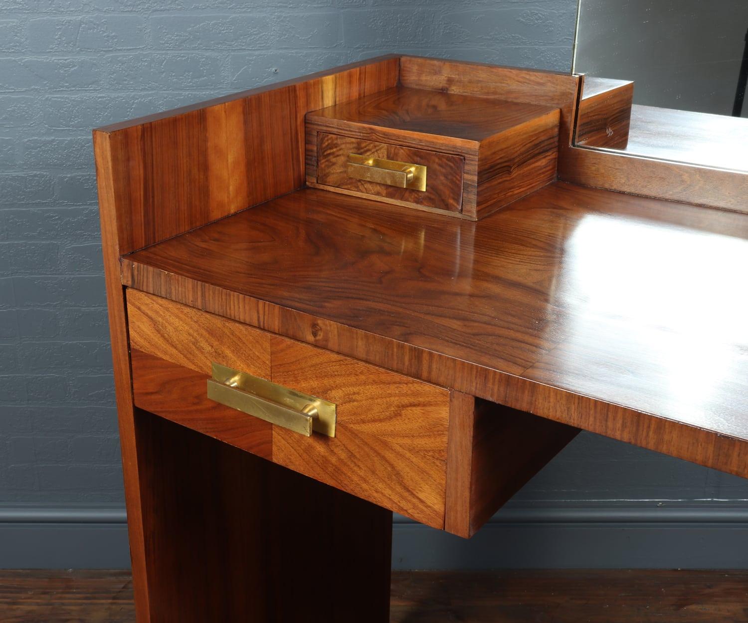 French, original Art Deco Walnut Dressing Table c1930, Fully restored & polished For Sale 4