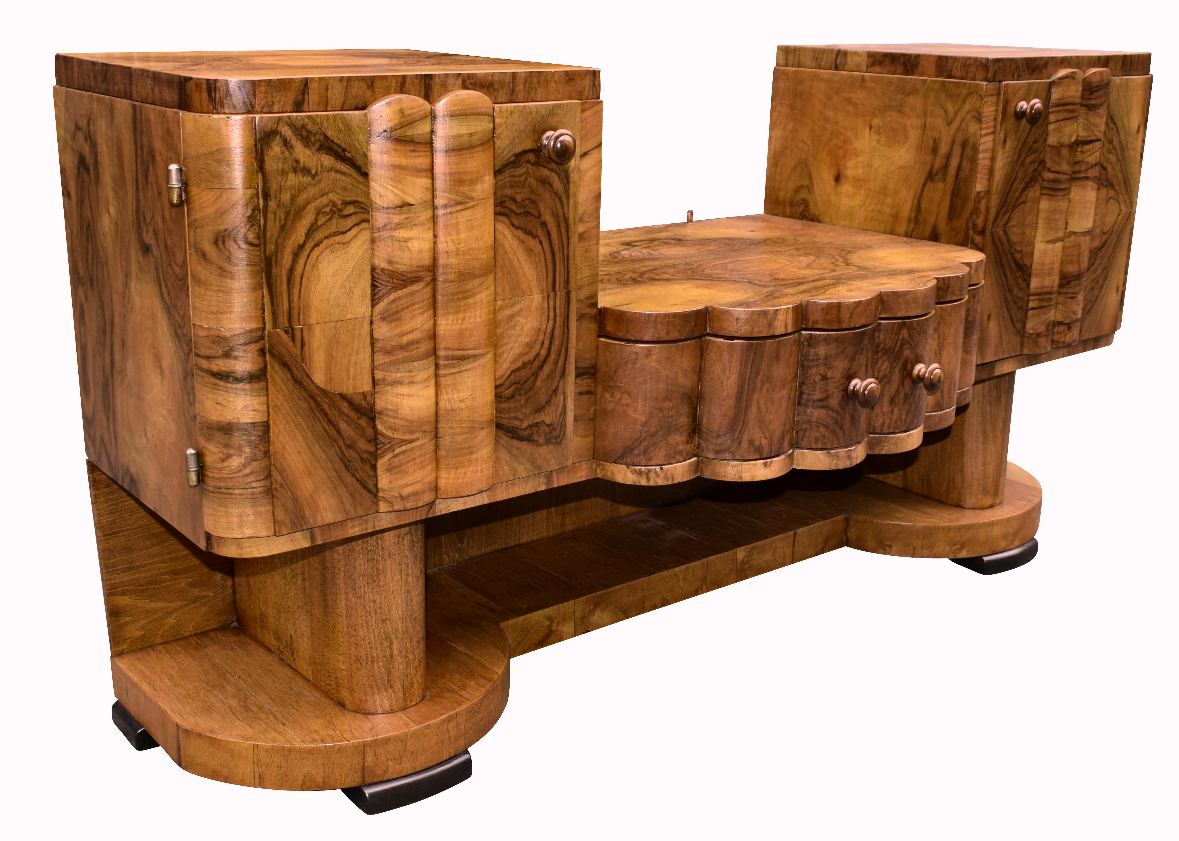 20th Century Art Deco Walnut Dressing Table Mirror, Circa 1930s